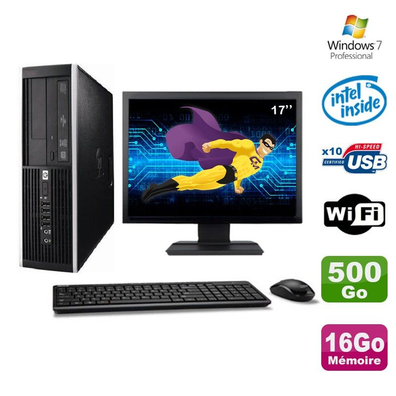 Ordinateur de bureau HP Elite 6000 Pro SFF - Processeur Intel E5400 2,7 GHz, 16 Go de RAM, 500 Go HDD, Wi-Fi, Windows 7