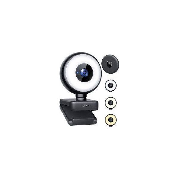Wemiss CM-A2 Stream Series Webcam with Ring Light, Full HD, 1/3' CMOS Sensor, Black