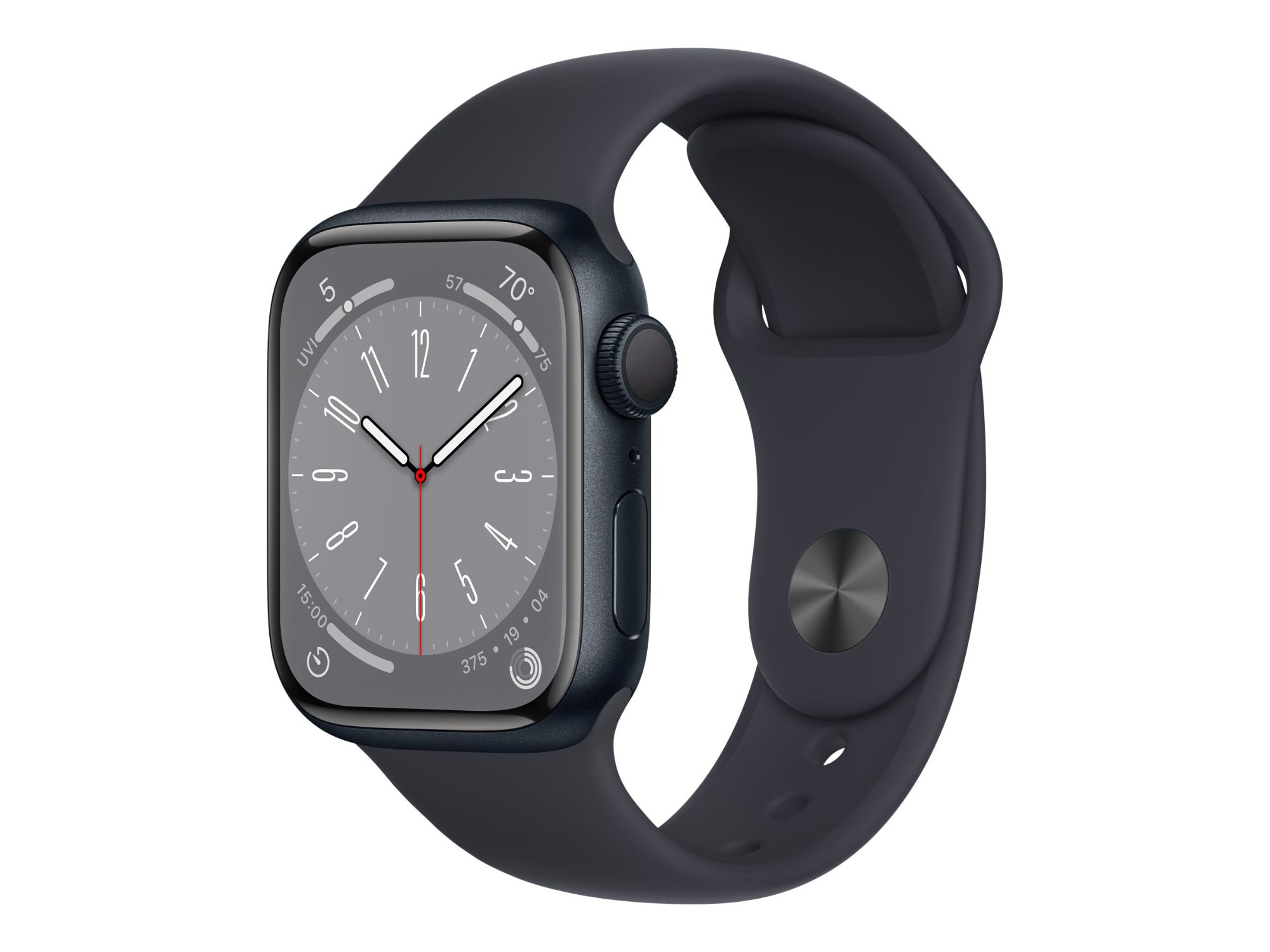 Apple Watch Series 8 (GPS) - 41mm - Midnight Aluminium - Sport Band - Fluoroelastomer - Regular Size - 32GB - WiFi, Bluetooth