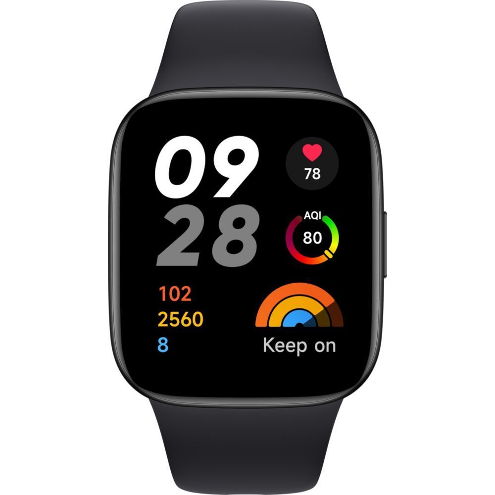 Xiaomi Redmi Watch 3 - Montre connectée avec bracelet - TPU noir - Taille de poignet : 135-200 mm - Écran 1,75 pouce - NFC, Bluetooth - 37 g