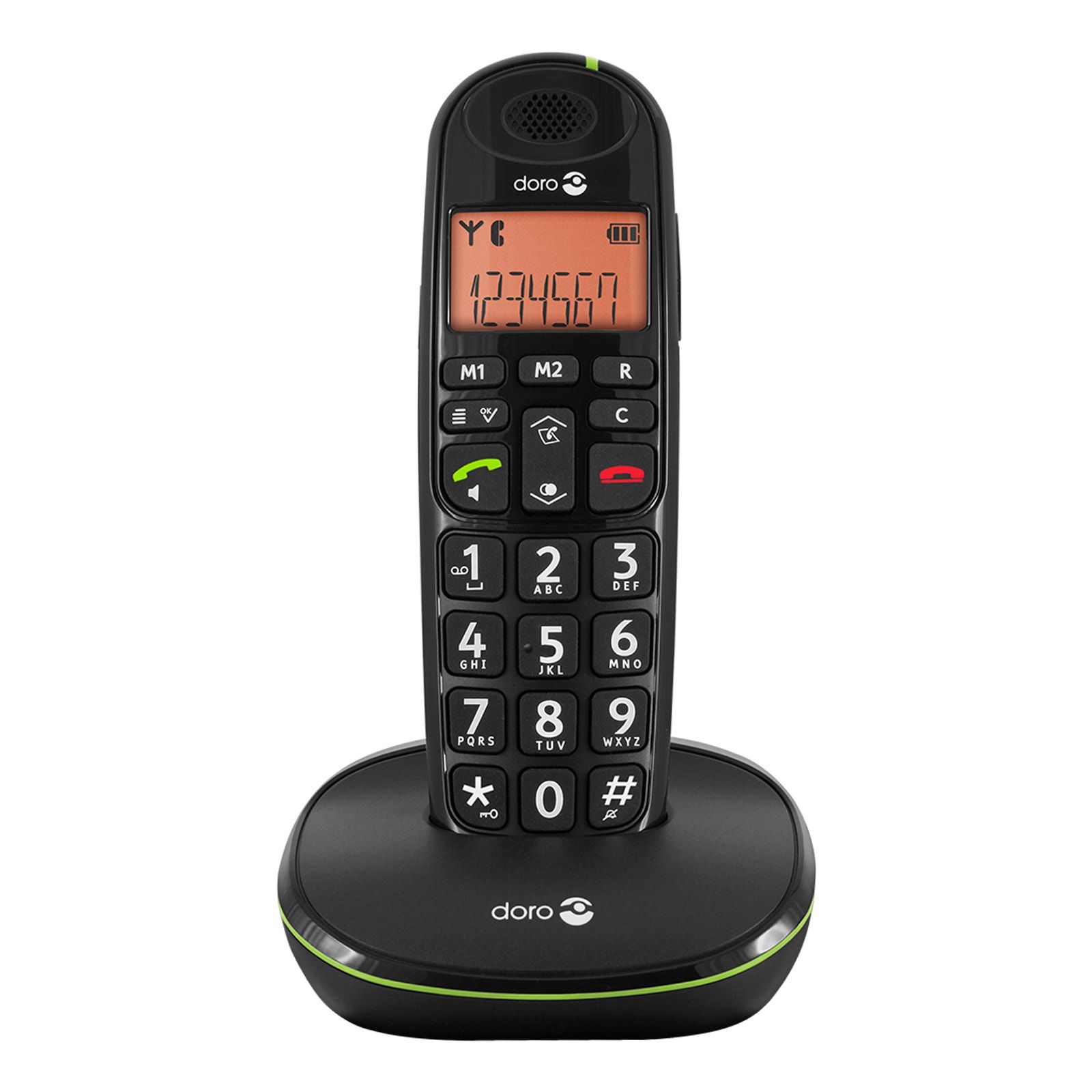 Teléfono Fijo Doro PhoneEasy 100W para Mayores, Teléfono Inalámbrico DECT Amplificado, Negro