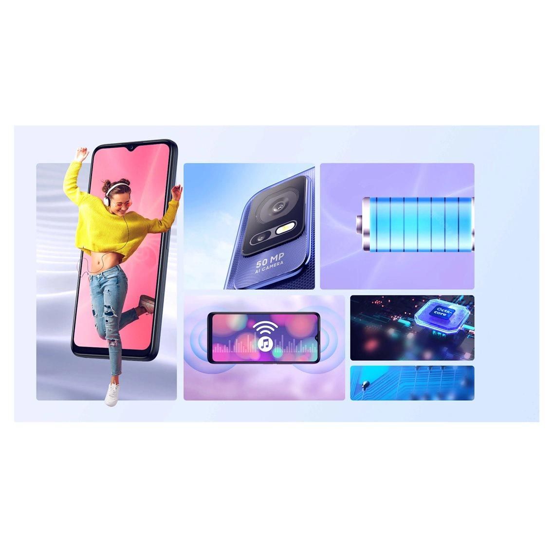 TCL 408 - 6.6" Double SIM Smartphone, Android 12, 4GB RAM, 64GB Storage, 50MP Dual Camera, Blue
