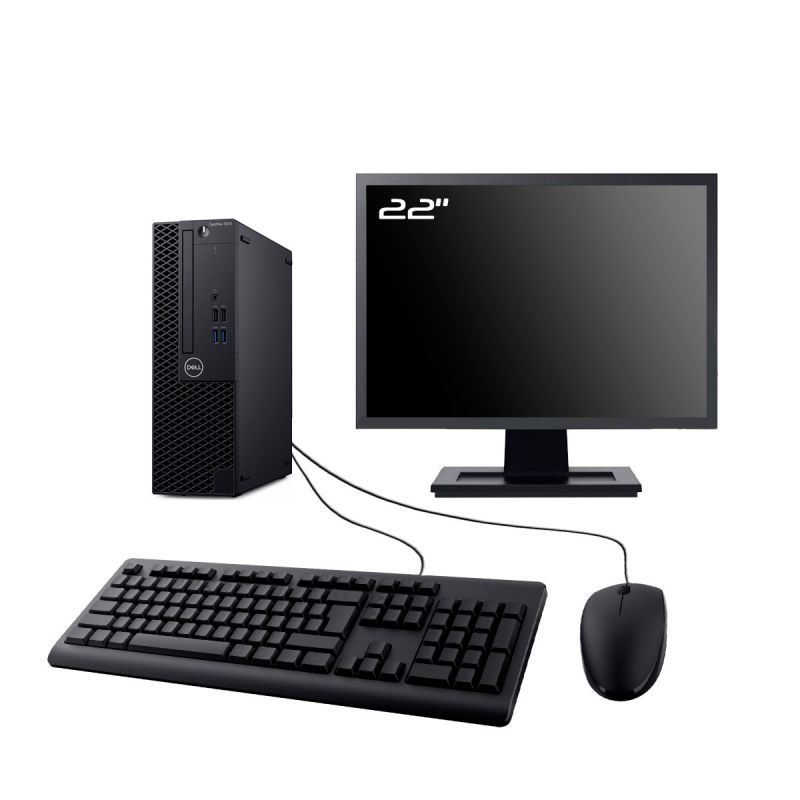 Dell Optiplex 3070 SFF Computer - 22" Screen, Intel I5-9400, 32GB RAM, 500GB HDD, Windows 10