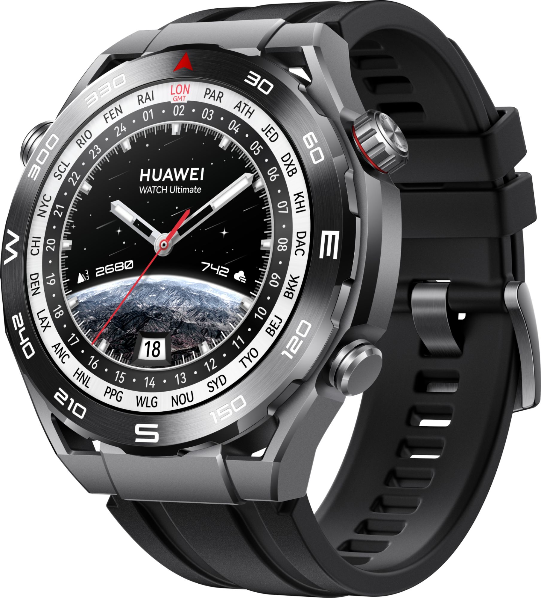 Montres Huawei Ultime d'expédition - 48 mm - Bracelet HNBR - Noir