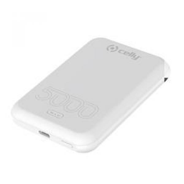 Batería portátil Celly Magpb5000evowh de 5000 mAh inalámbrica, blanca