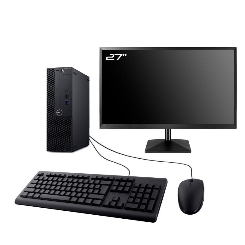 Dell Optiplex 3070 SFF Desktop Computer - 27" Display, Intel Core i5-9400, 8GB RAM, 960GB SSD, Windows 10