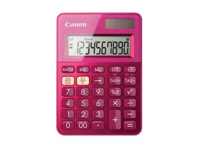 Canon LS-100K Desk Calculator - 10-Digit Solar & Battery Powered - Metallic Pink