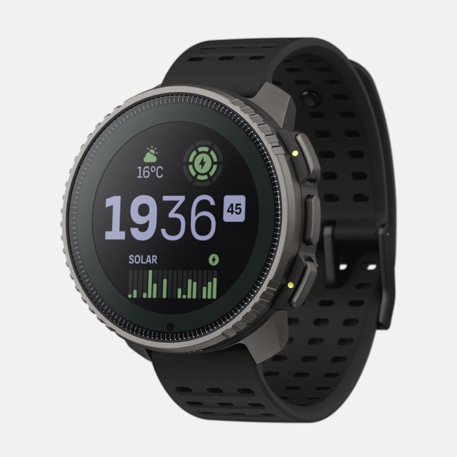 Suunto Vertical - Reloj deportivo con poliámida reforzada con fibra - Correa de silicona - Tamaño de muñeca ajustable de 125 a 175 mm - Pantalla de 1,4' - Bluetooth - 74 g - Negro solar titanio