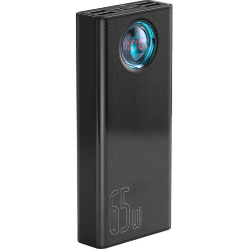 Batería portátil Baseus Amblight 30000 mAh, 4 puertos USB, USB-C, 65 W (Negra)