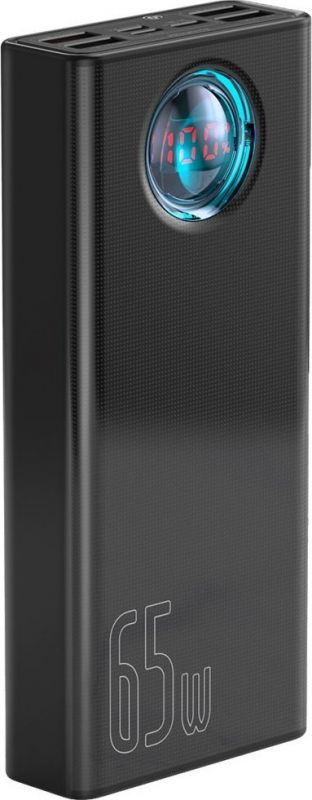 Batería portátil Baseus Amblight 30000 mAh, 4 puertos USB, USB-C, 65 W (Negra)