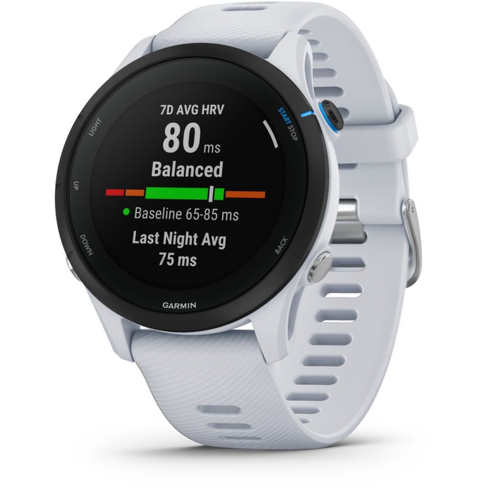 Garmin Forerunner 255 Music GPS Watch, 46mm, White (010-02641-31)