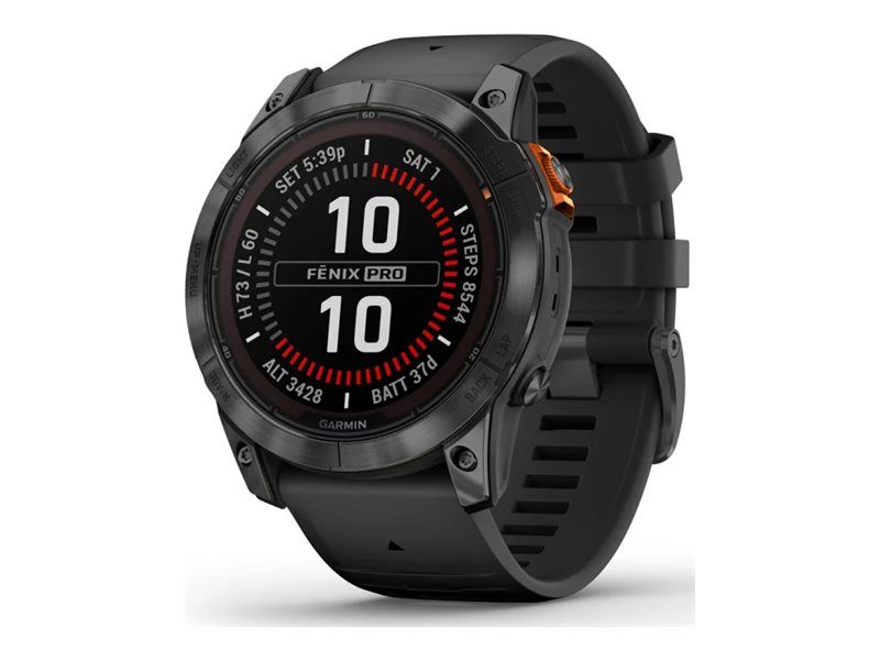 Garmin Fenix 7X Pro - Solar Edition - 51mm - Grey Slate - Sport Watch with Silicone Strap - Black - Wrist Size: 127-210mm - 1.4" Display - 32GB - Bluetooth, Wi-Fi, ANT+