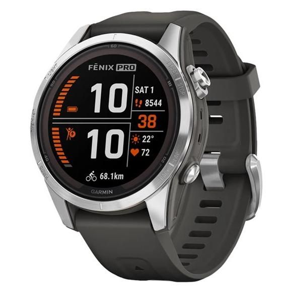 Garmin Fenix 7S Pro Solar Edition - 42mm - Reinforced Polymer - Yes Smartwatch with Silicone Strap - Graphite - Wrist Size: 108-182mm - 1.2" Display - 32GB...