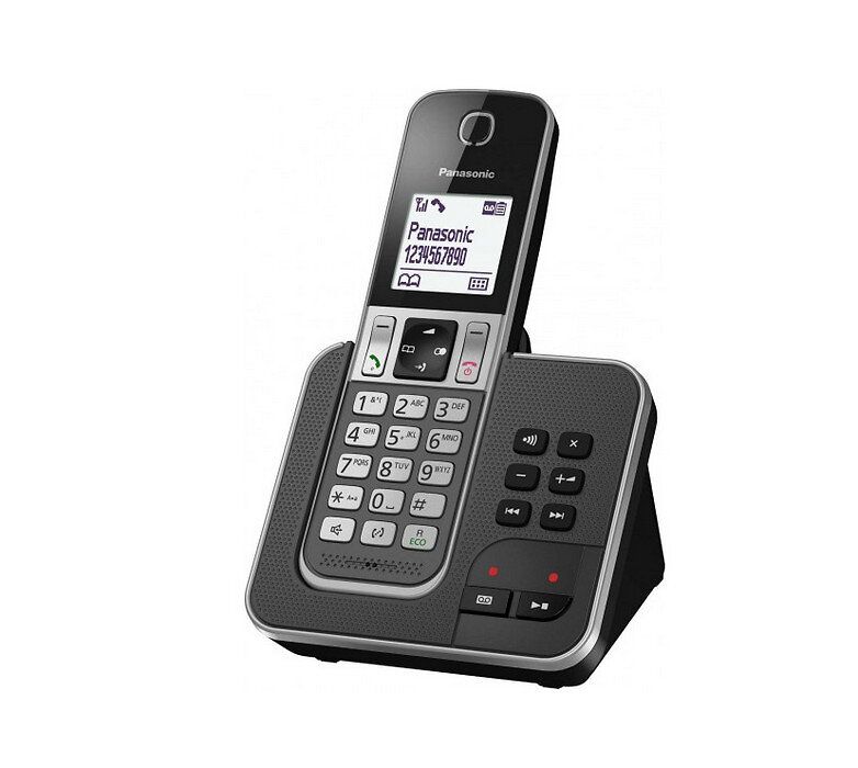 Panasonic KX-TGD320 - Wireless Telephone - Answering Machine with Caller ID/Call Wait - DECTGAP - 3-Way Calling Capacity - Silver, Charcoal Grey