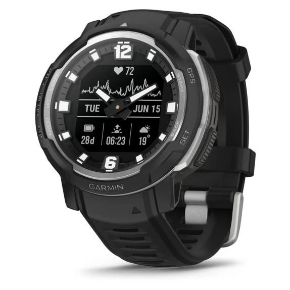 Garmin Instinct Crossover - Standard Edition 45mm Hybrid Watch - Black with Silicone Strap - GPS (010-02730-03)