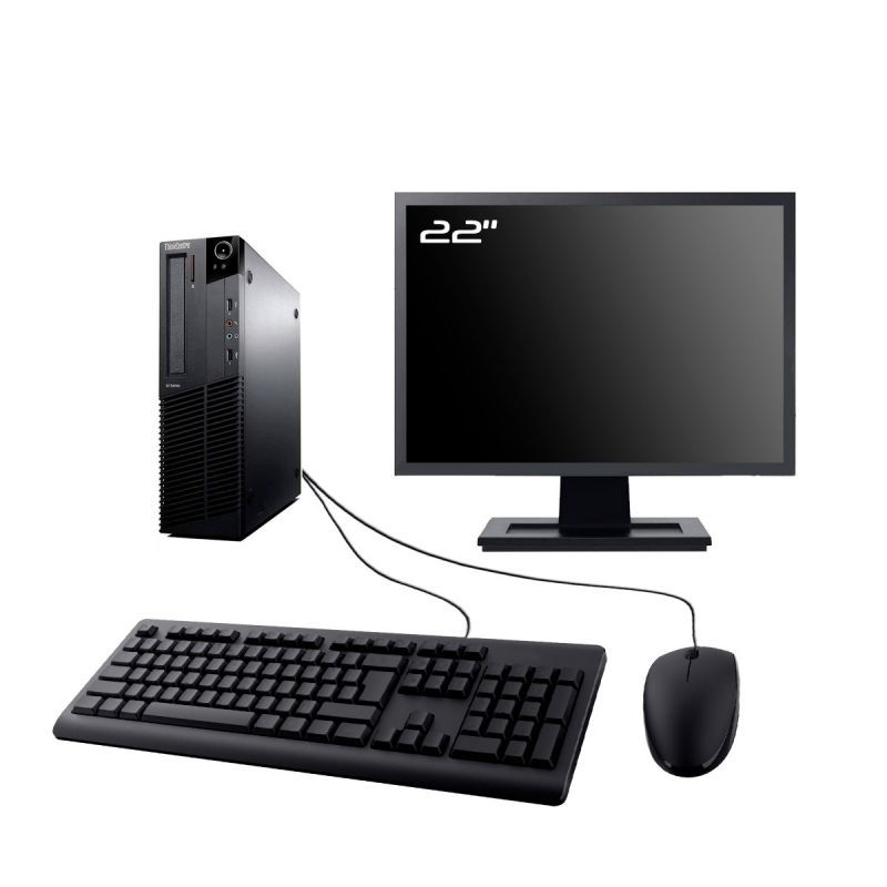 Lenovo M71e SFF Desktop Computer | 22" Screen | Intel i5-2400 | 16GB RAM | 240GB SSD | Windows 10