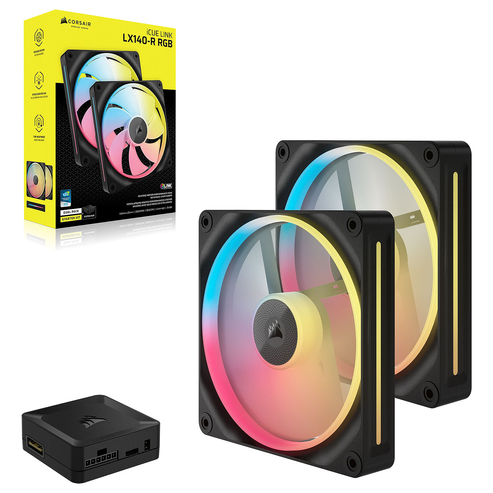 Corsair iCUE LINK LX140-R RGB Dual Pack (Black)