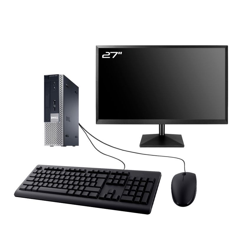 Dell Optiplex 9020 USFF Computer, 27" Screen, Intel i3-4130, 16GB RAM, 2TB SSD, Windows 10, Wi-Fi