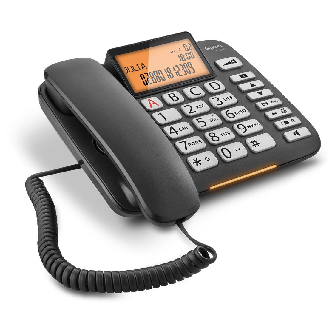 Gigaset DL580 Analog Phone with Caller ID - Black