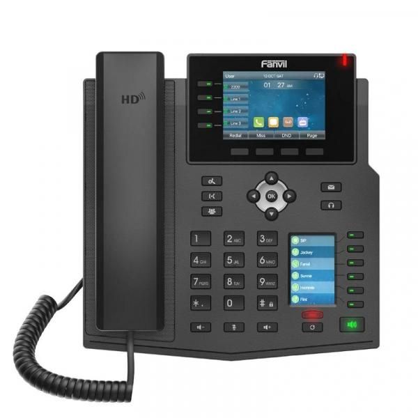 Fanvil X5U Fixed Phone, Black, 16 Lines, LCD Screen, Wi-Fi