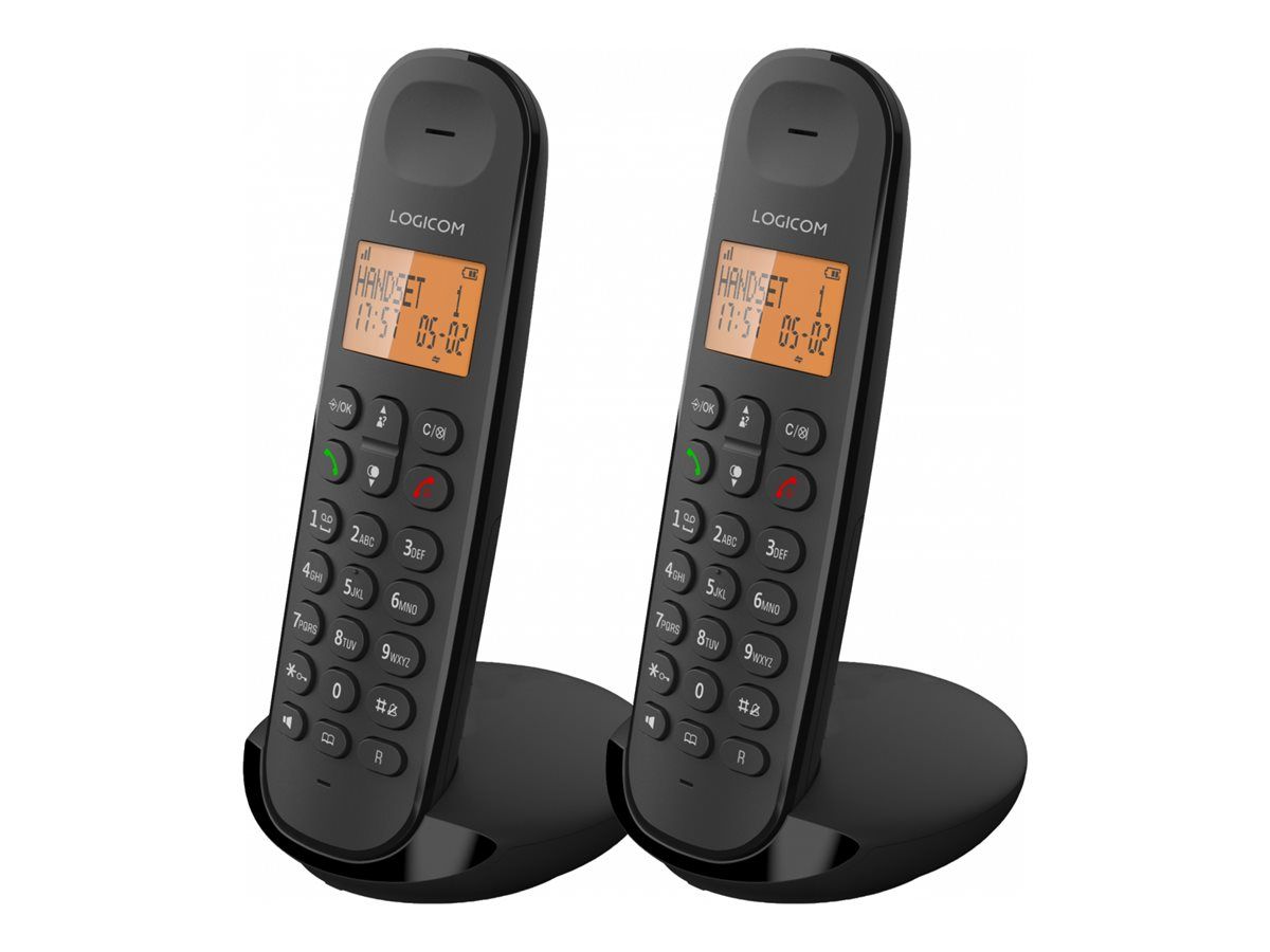 Logicom Iloa 250 - Cordless Phone with Caller ID - DECTGAP - Triple Call Capacity - Black + Extra Handset