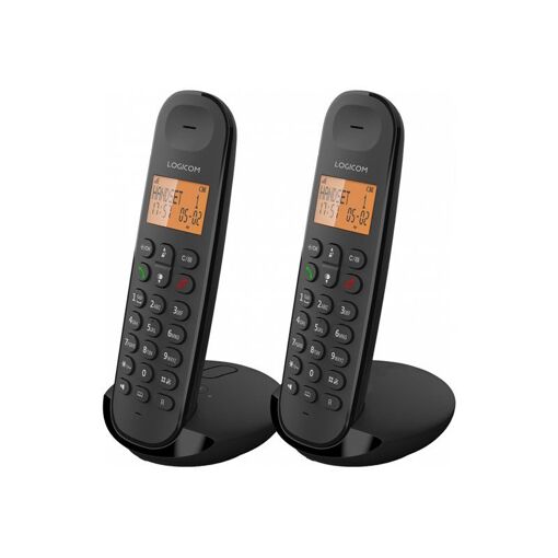 Logicom Iloa 255T - Téléphone sans fil avec répondeur et identifiant de l'appelant - Norme DECTGAP - Appel en conférence à trois personnes - Noir + Combiné supplémentaire