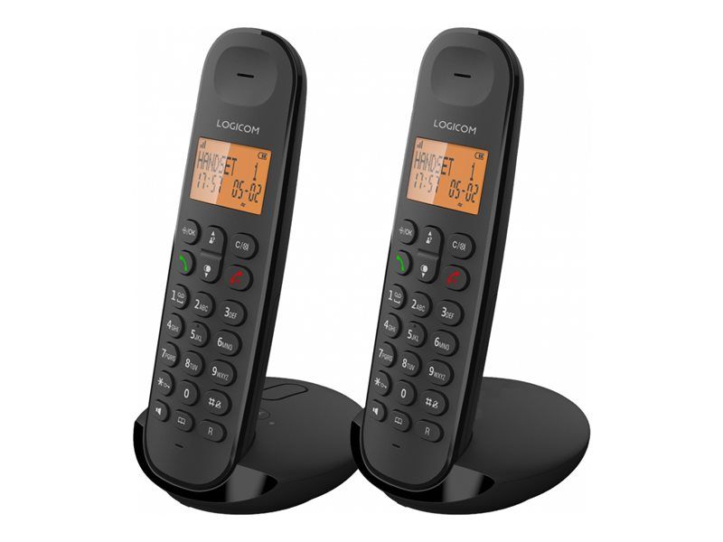 Logicom Iloa 255T - Cordless Phone - Answering Machine with Caller ID - DECTGAP - Triple Conference Calling Capacity - Black + Additional Handset