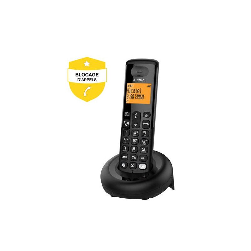 Alcatel E260 S Voice Cordless Phone with Answering Machine and Ad Call Blocking - Black