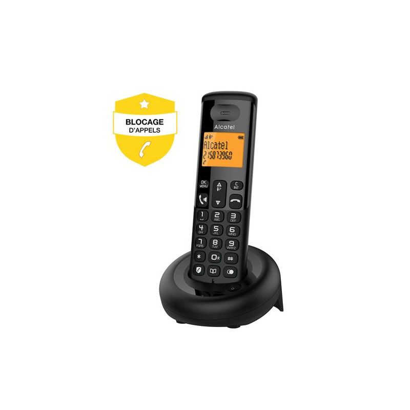 Alcatel E260 Cordless Phone with Ad Block, Black