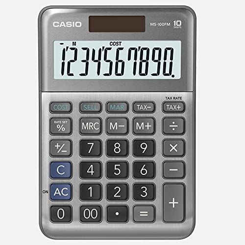 Casio MS-100FM - 10-Digit Desk Calculator with Solar Panel and Battery