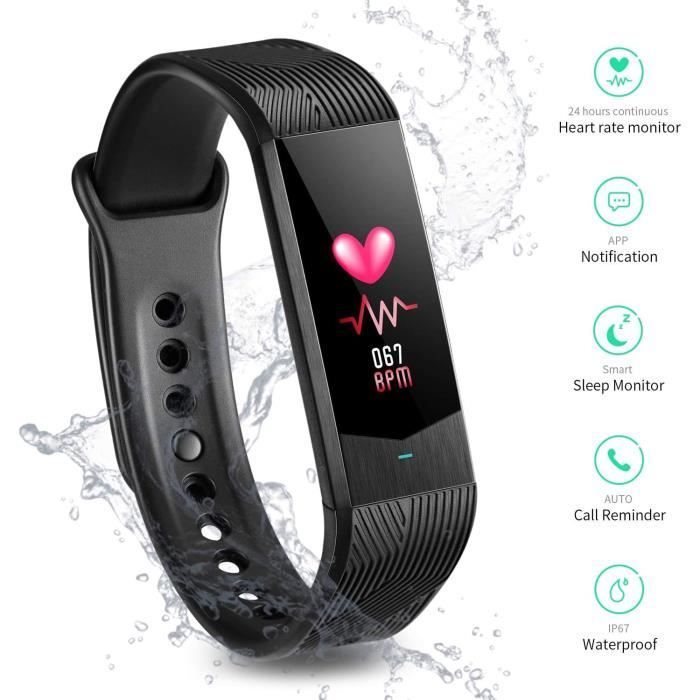 NOBRAND Fitness Bluetooth Watch with Heart Rate Monitor, Sports Running Waterproof IP67 Smartwatch 0.96"