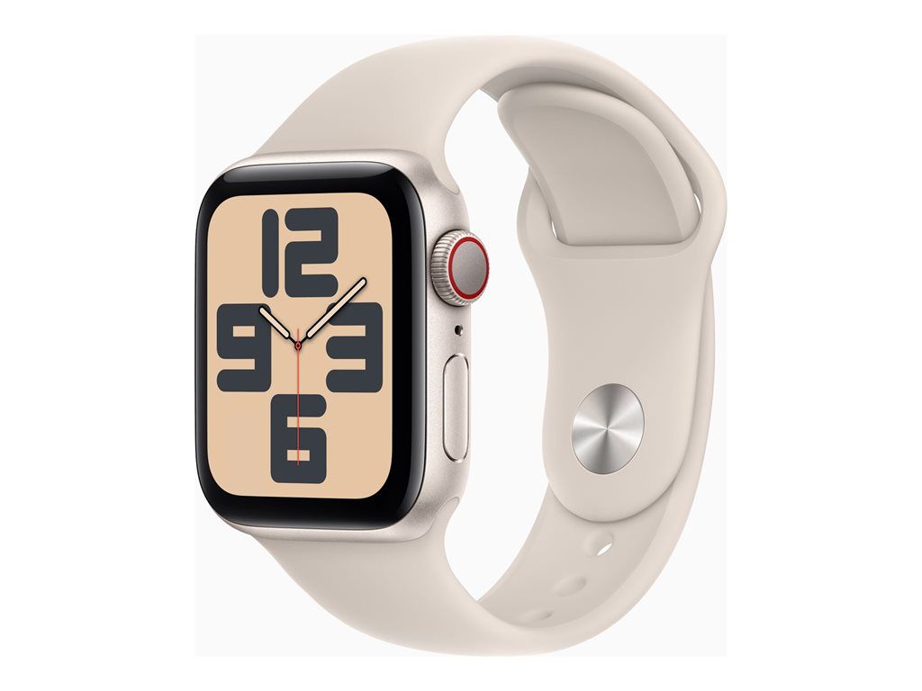 Apple Watch SE (GPS + Cellular) - 2nd Generation - 40mm - Right Aluminum - Sport Band - Fluoroelastomer - S/M Bracelet Size - 32GB - WiFi, LTE, Bluetooth - 4G - 27.8g