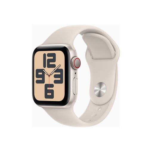 Apple Watch SE (GPS + Cellulaire) - 2e Génération - 40mm - Aluminium Droit - Bracelet Sport - Fluoroélastomère - Taille de Bracelet S/M - 32Go - Wi-Fi, LTE, Bluetooth - 4G - 27.8g