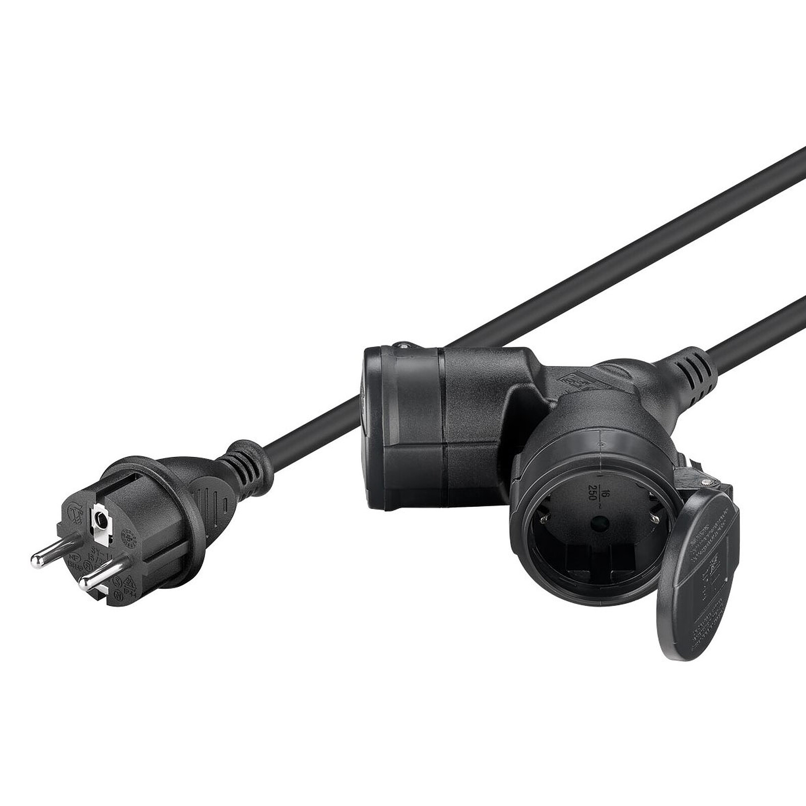 Goobay Double outdoor power extension cable - 5 metres - Black 
