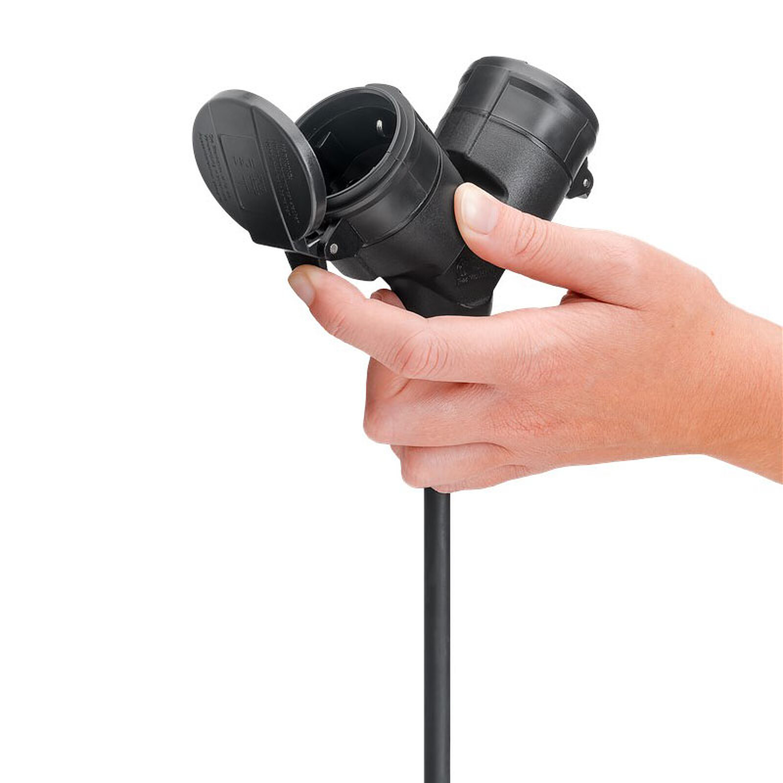 Goobay Double outdoor power extension cable - 5 metres - Black 