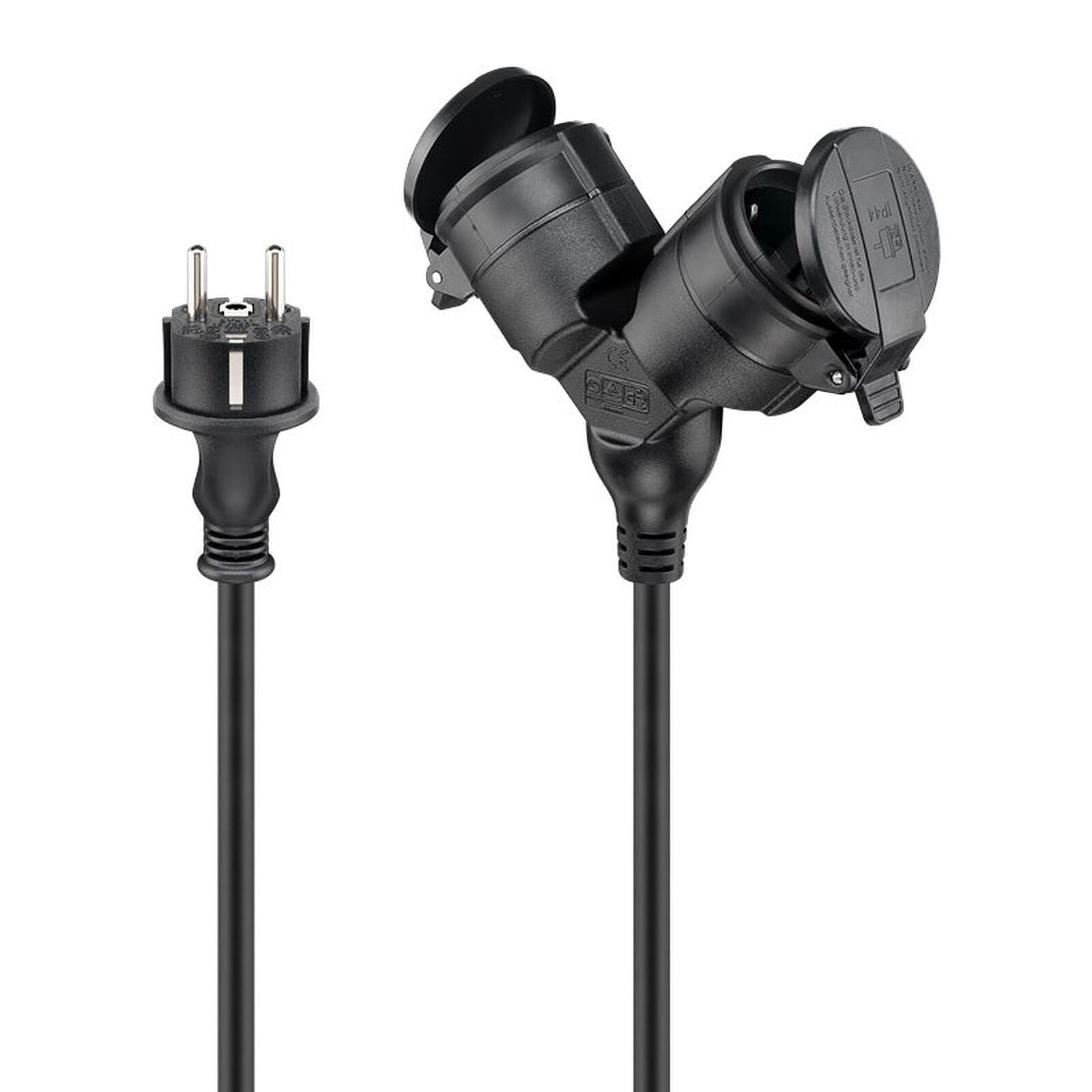 Goobay Double outdoor power extension cable - 5 metres - Black 