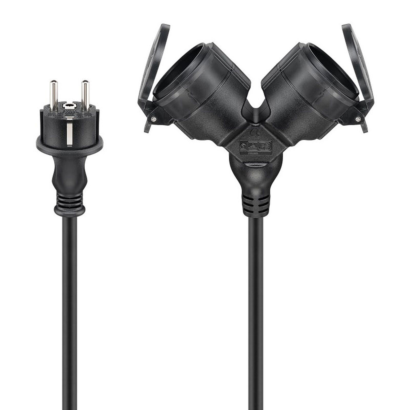 Goobay Double outdoor power extension cable - 5 metres - Black 