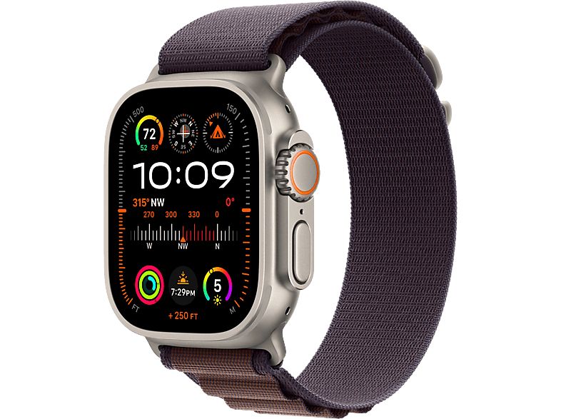 Apple Ultra GPS + Cellulaire - Boîtier Titane 49 mm - Titan Naturel/Indigo - Bracelet M