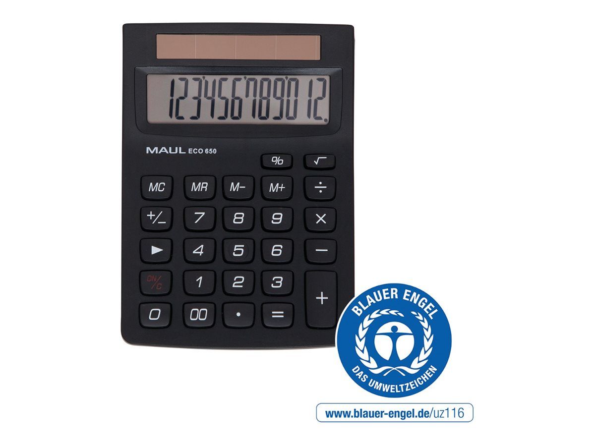 Jakob Maul Solar Pocket Calculator 12-Digit Black