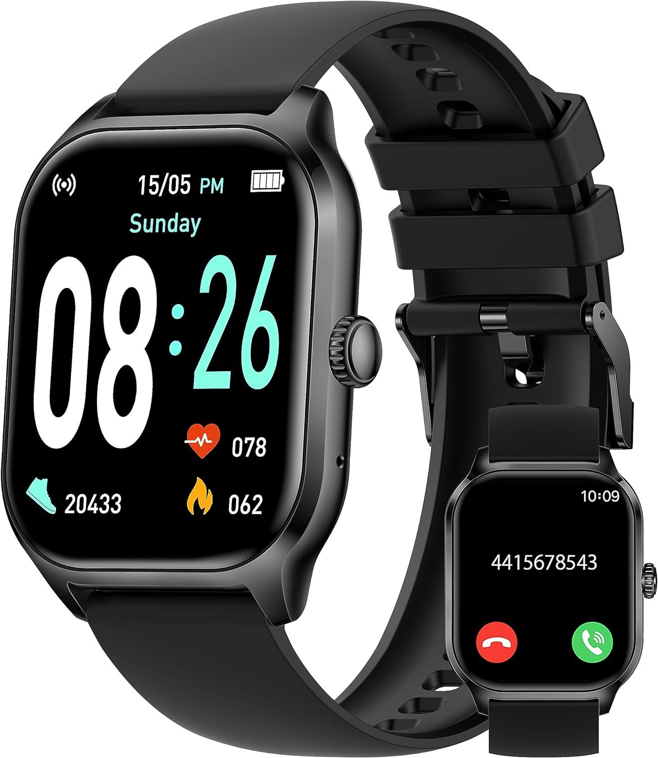 Vendos85 2.01" Full Touch Smart Watch, Black