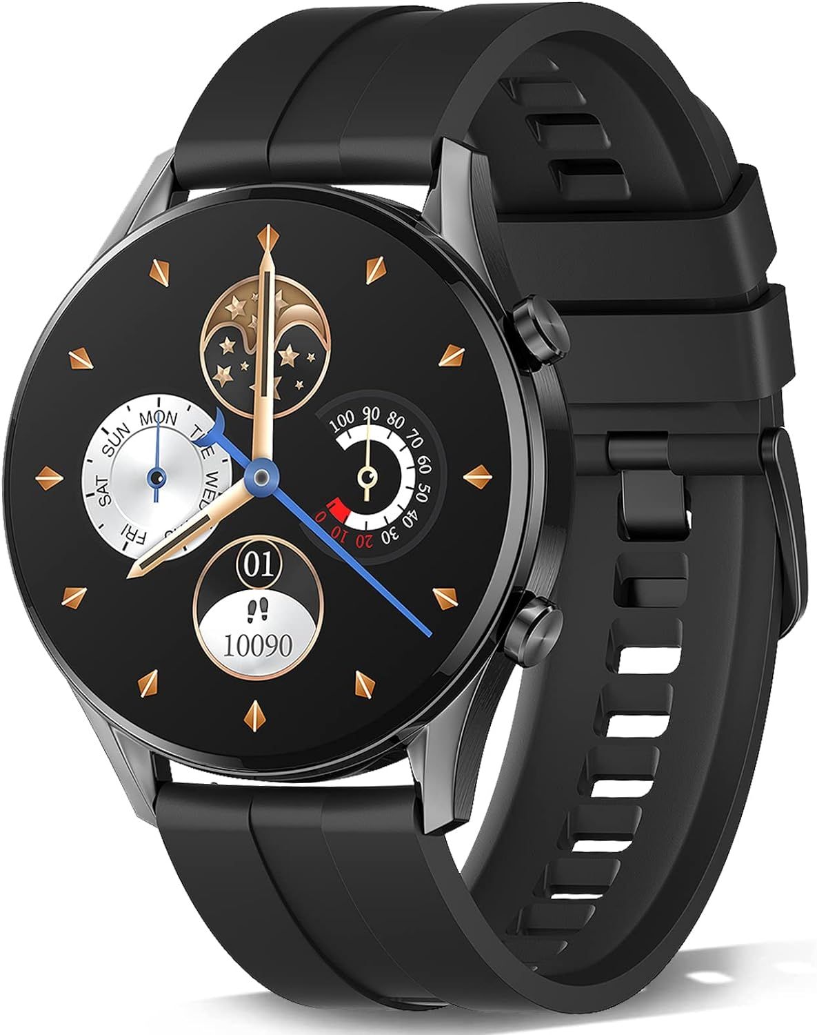 Smartwatch Men, Round IP68 Waterproof Smart Watch 1.32" Black