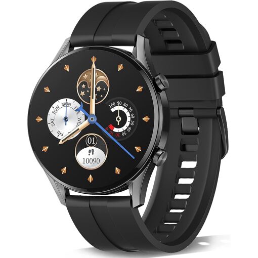 Montre intelligente Homme, Montre ronde étanche IP68 1,32" Noir