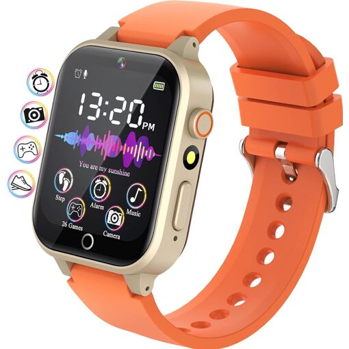 Reloj inteligente para niños, reloj naranja Vendos85 con 26 juegos