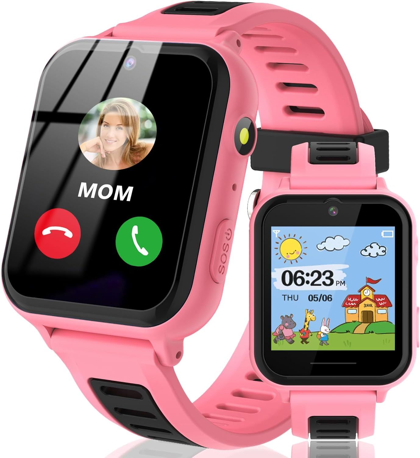 Reloj inteligente para niños de Vendos85 con llamadas bidireccionales y función SOS, pantalla táctil, rosa