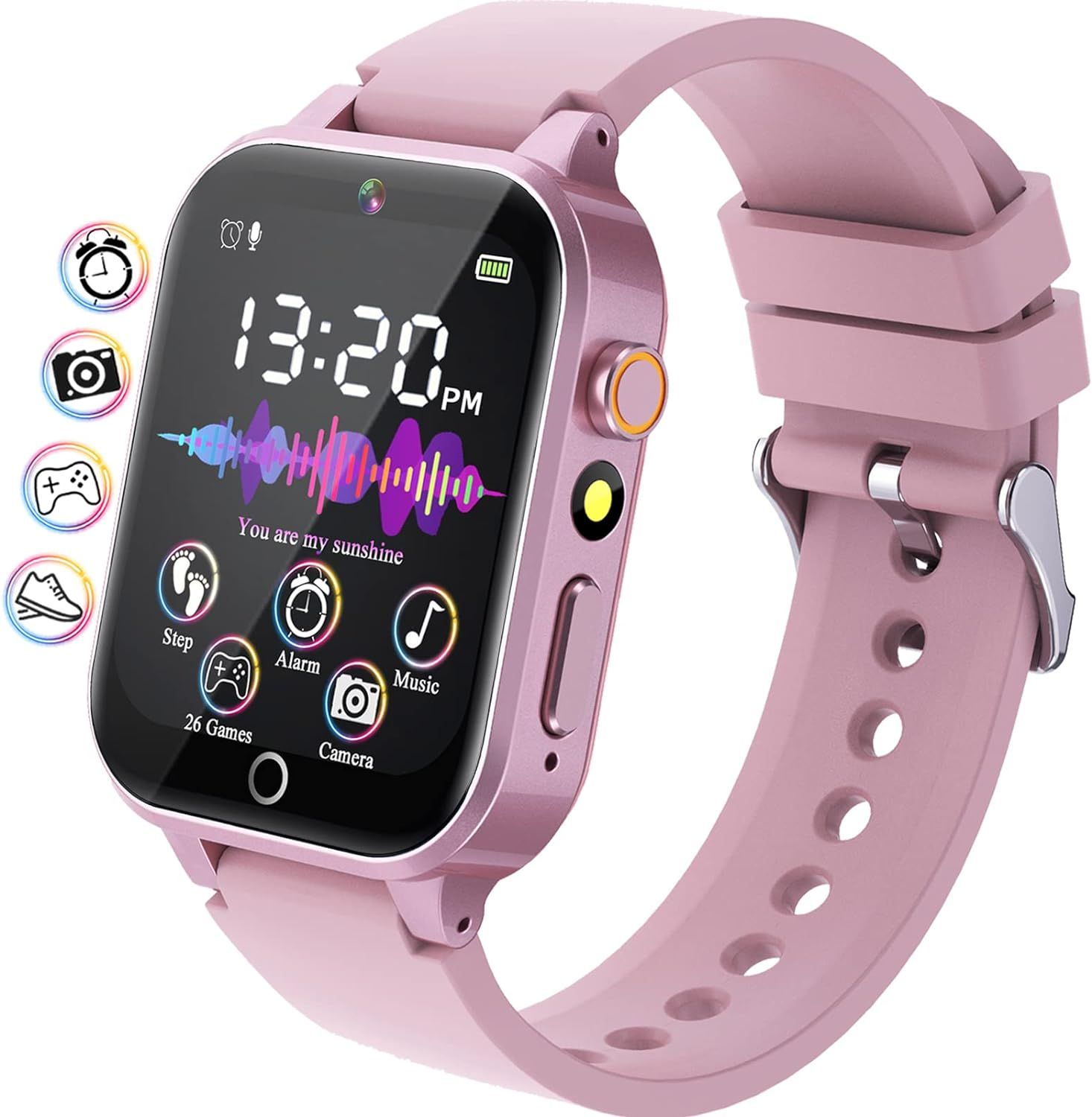 Connected Watch for Boys and Girls with 26 Games - Pedometer - Pink
