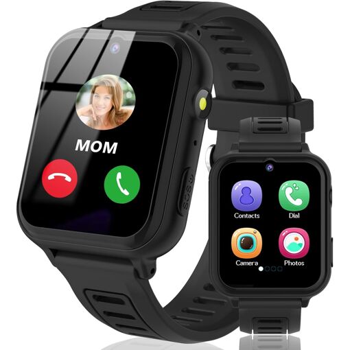 Reloj inteligente para niños Vendos85 con llamada bidireccional y función SOS - Negro