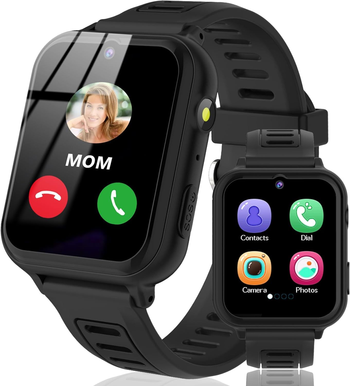 Reloj inteligente para niños Vendos85 con llamada bidireccional y función SOS - Negro