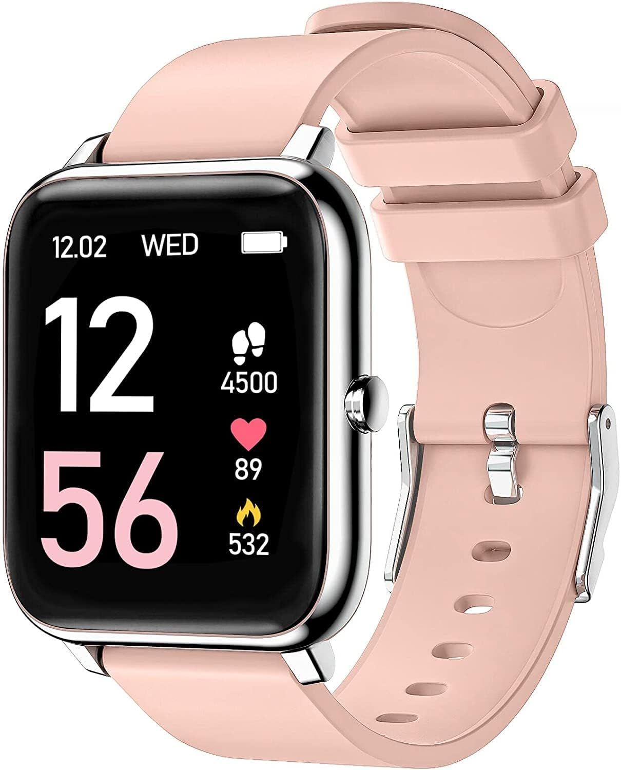 Reloj inteligente para mujeres y hombres, pantalla cuadrada, oro rosa