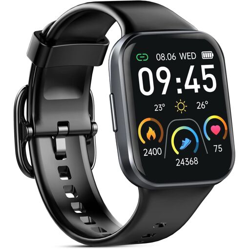 Montres connectées pour hommes Vendos85 1,69 pouces écran tactile HD Montres intelligentes Noir