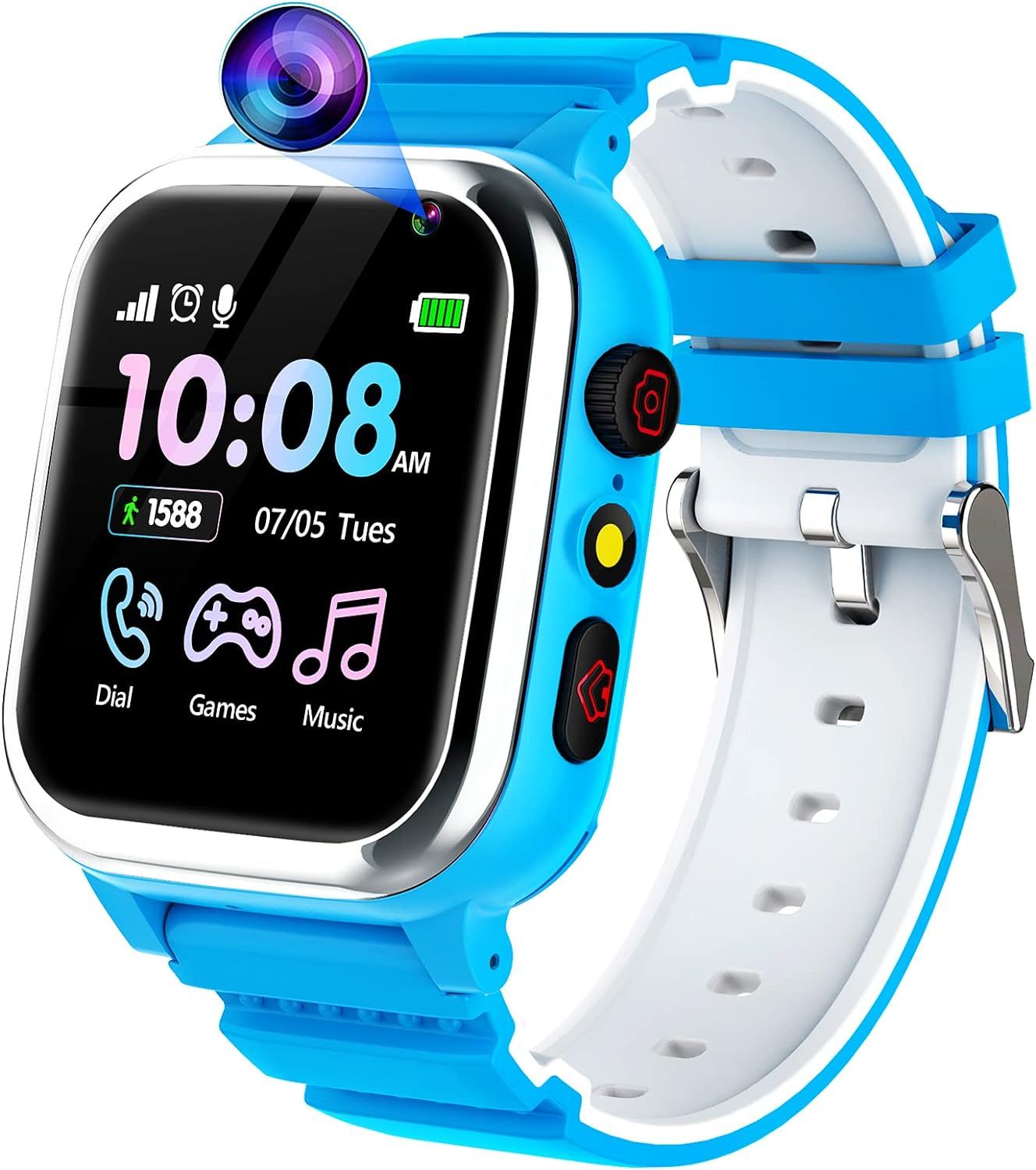 Vendos85 Kids Smartwatch with 26 Educational Games, SOS Calls & GPS - Light Blue